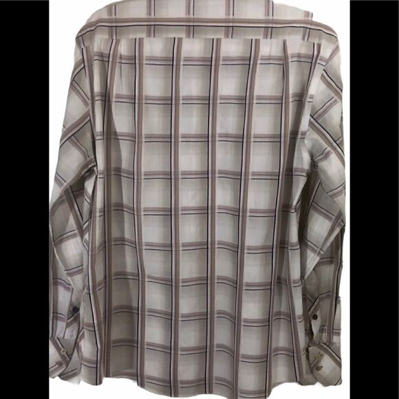 Ben Sherman Long Sleeve Brown Plaid Collared Shirt - Picture 2 of 4